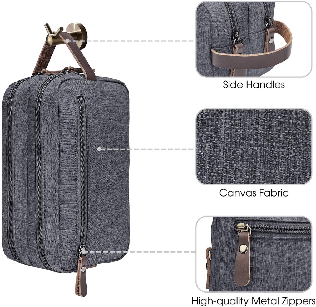 Men's toiletry bag - Travel accessories - Toiletry bag - Makeup bag - Gift - Unisex - Toiletry bag - Grey — image 5
