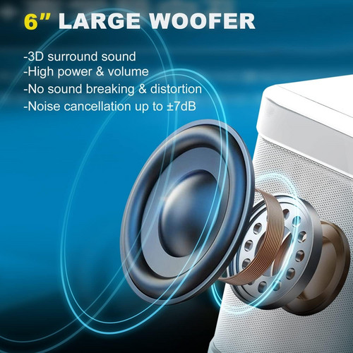 Sliver Karaoke Machine with 2 Wireless Microphones Bluetooth-Compatible 5.0 for Parties — image 4