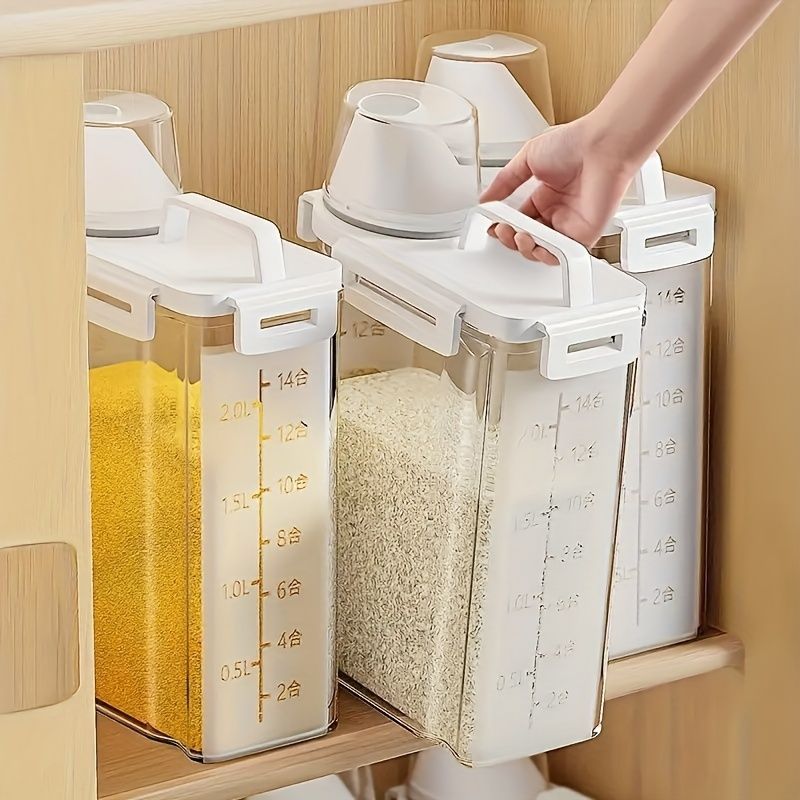 Airtight Food Containers Food Storage Containers With Lids Kitchen Storage - White - Size 1100ML