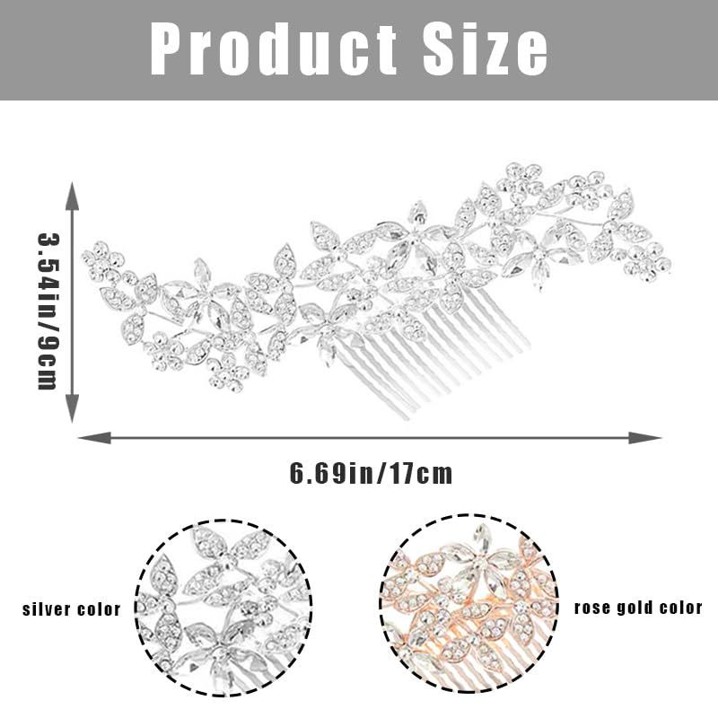 2 Pack Bridal Wedding Hair Pins Rhinestones Flower Hair Combs Pins Bride Hairpieces Gorgeous Hair Accessories for Brides Bridesmaids Women Girls Updo (Gold โ image 2