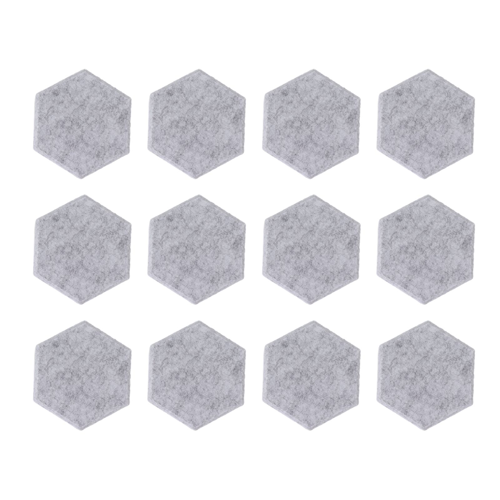 12PCS Hexagon Acoustic Panels High Density Sound Absorbing Panels Sound Proof Beveled Edge Wall Panels 14x12x7cm Light Gray