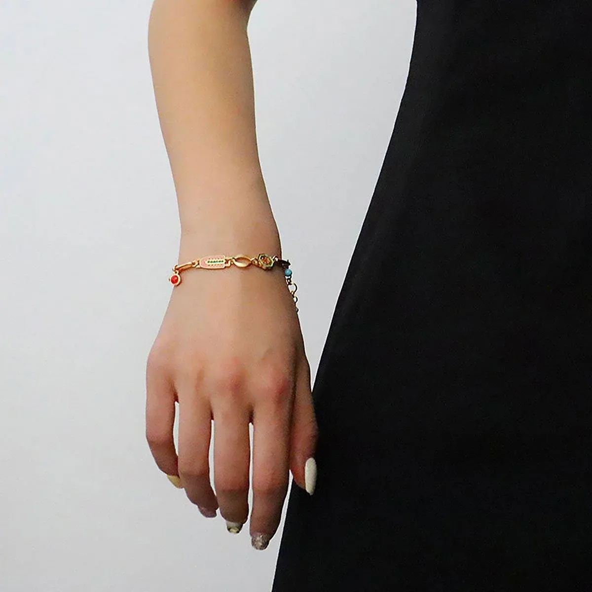 Chinese Vintage Colourful Flower Bracelet Simple Hand Jewelry for Women โ image 4