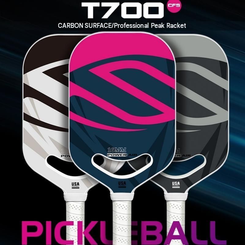 Grey T700 Carbon Fiber Pickleball Paddle - 16mm Thick - Power Air Aerodynamic Design, PP Honeycomb Core, Ergonomic Grip, USAPA Approved Standard for โ image 2