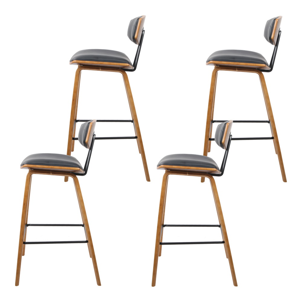 Artiss 4x Bar Stools Leather Padded w/Backrest — image 5