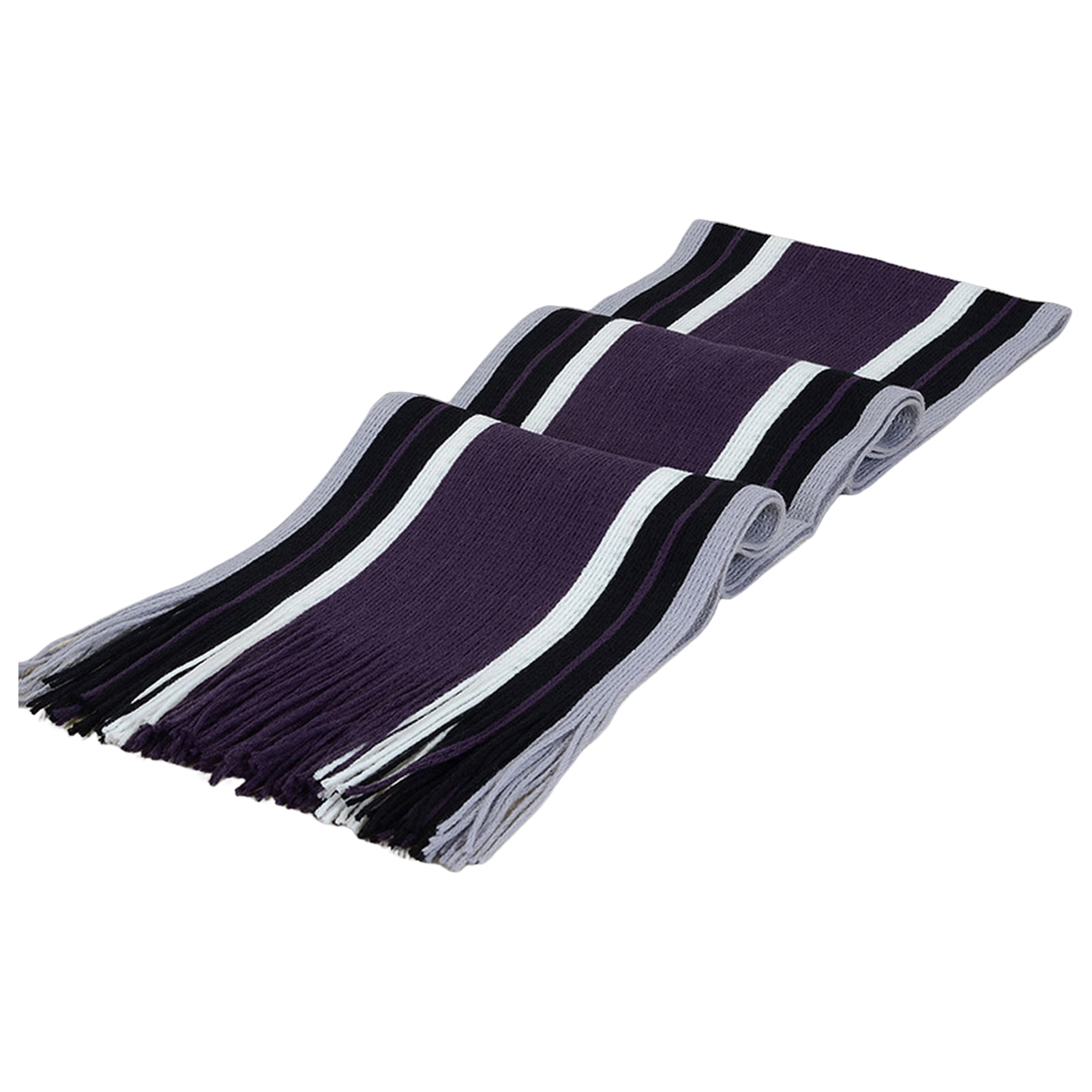 Men's Winter Scarf - Classic Striped Tassel Edge Soft Warm Scarf, Woolen Yarn Knitted Scarf Purple โ image 3