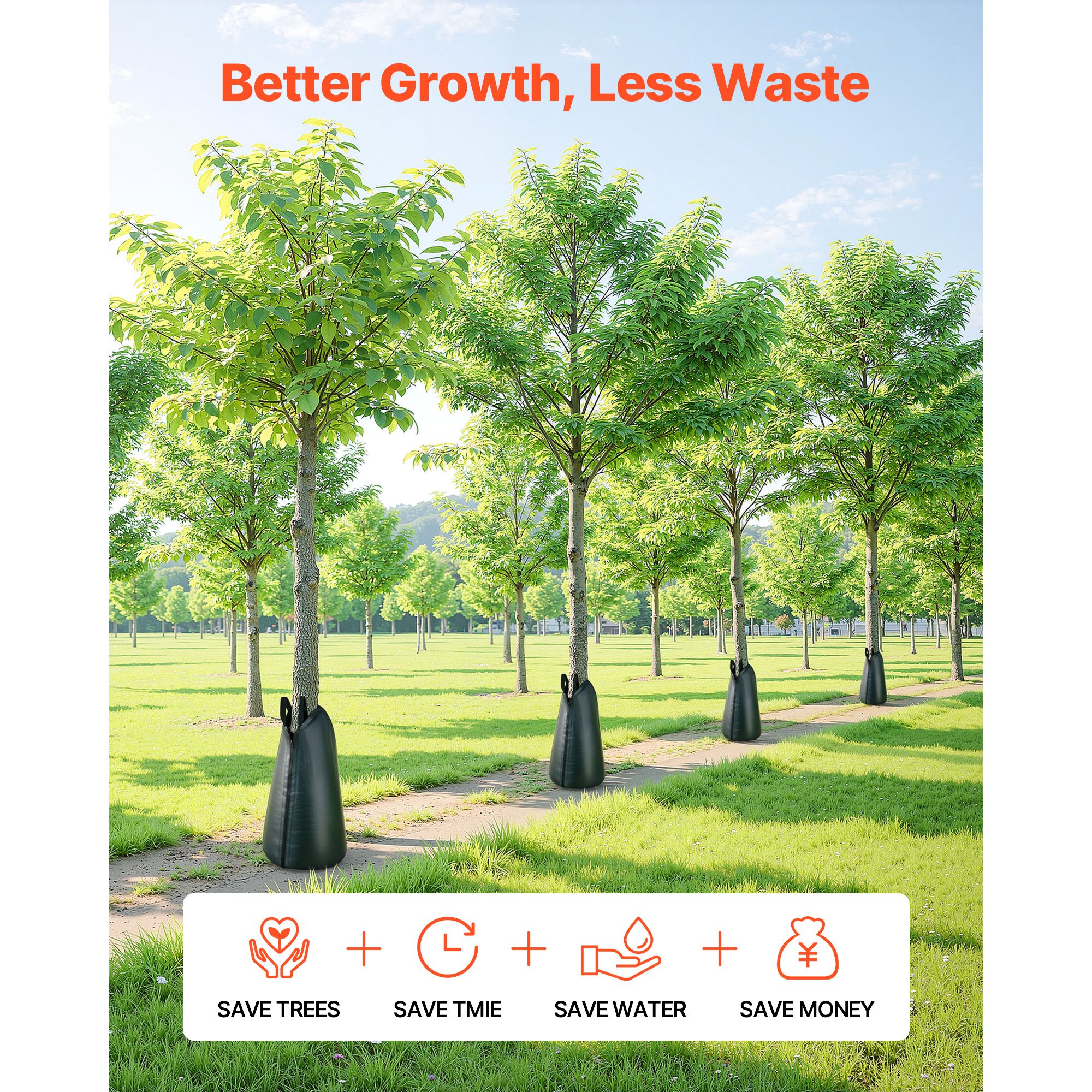 75.7 L Tree Watering Bags, 4 Pack 3-4 Hours Slow Release Gator Bags for Trees, Heavy Duty PE Tree Drip Irrigation Bag with Zipper, Durable & Reusable Deep Root โ image 5