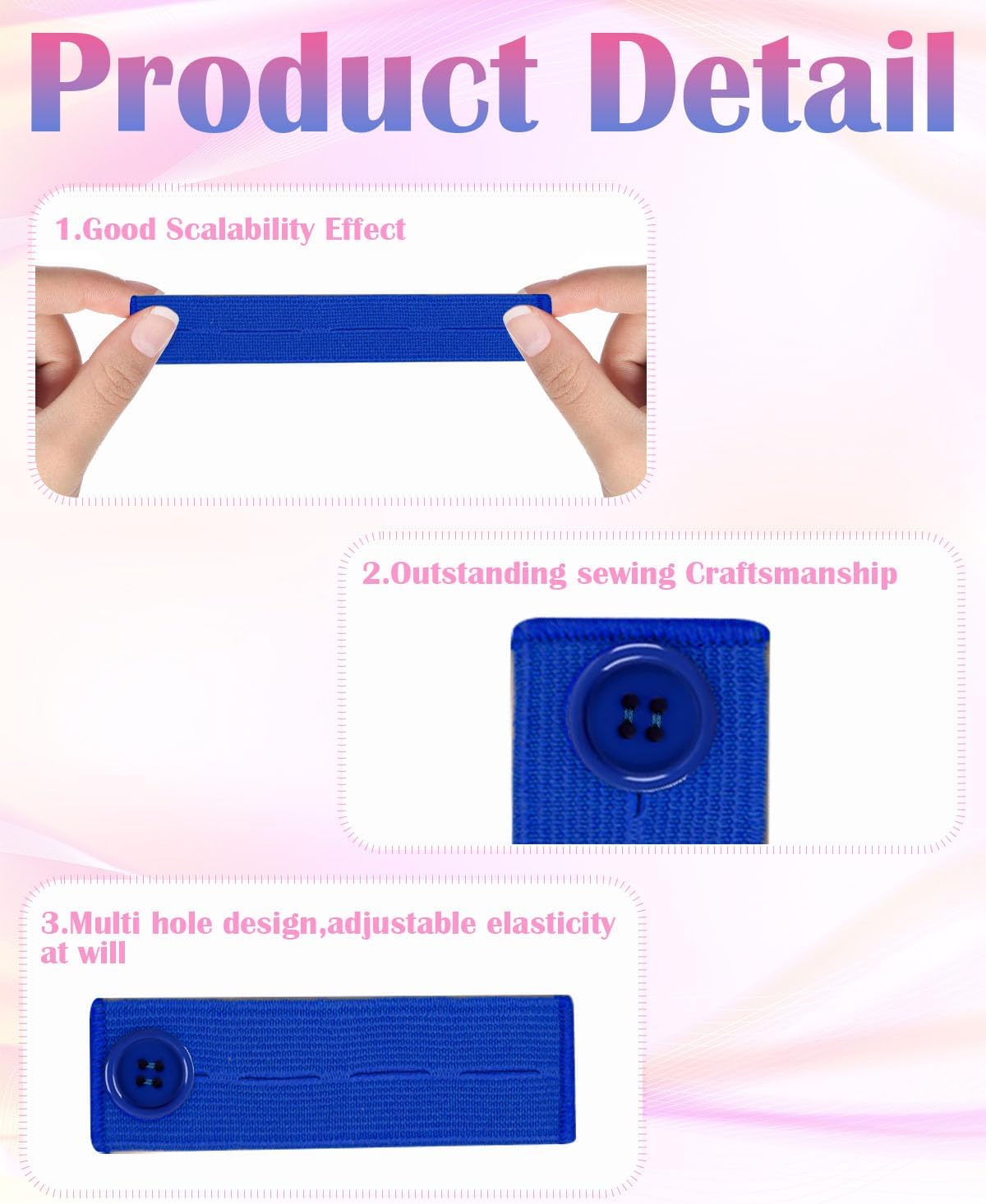 10Pcs Button Extenders for Jeans,Waistband Extenders for Women Men Pants Elastic Band Pants Button Extender Adjustable Waistband Extenders No Sew Jeans Waist — image 3