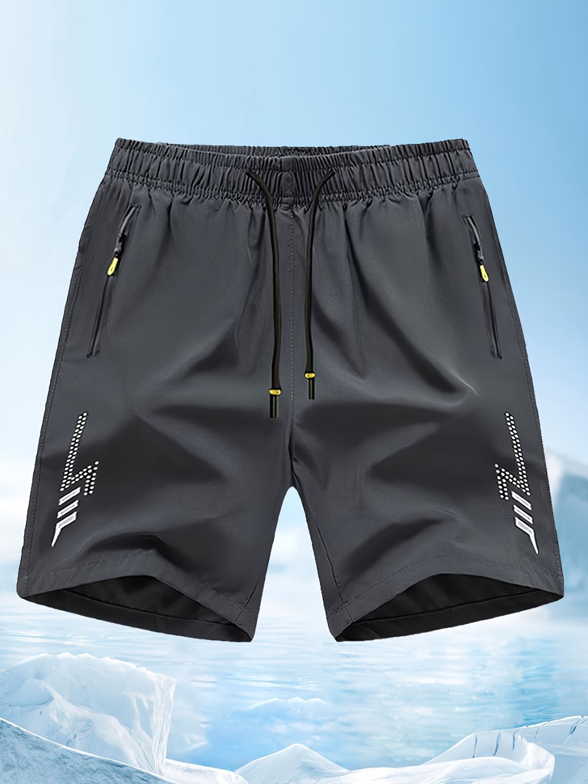 Men'S Athletic Shorts Gym Shorts Running Shorts Side Pocket Shorts Zippered - Cyan - Size L — image 3