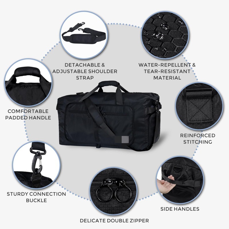 Large Capacity Foldable Travel Duffle Bag - Detachable Shoulder Strap, Gym & Yoga Storage, Business Luggage & Sports Bag (24.5x11.5x14 inches) — image 2