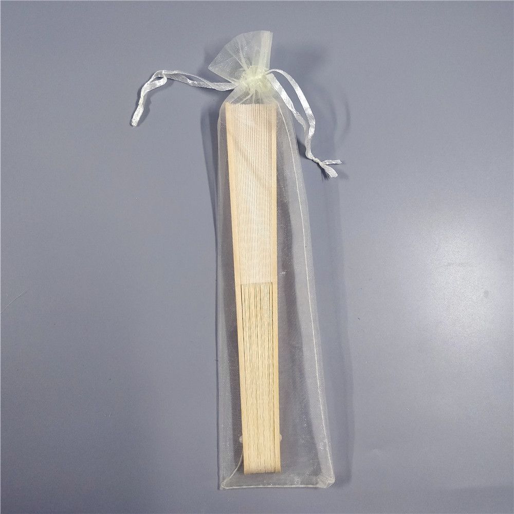 5pcs Cream-Coloured Imitated Silk Fabric Bamboo Folded Hand Fan Bridal Dancing Props Church Wedding Gift Party Favors
