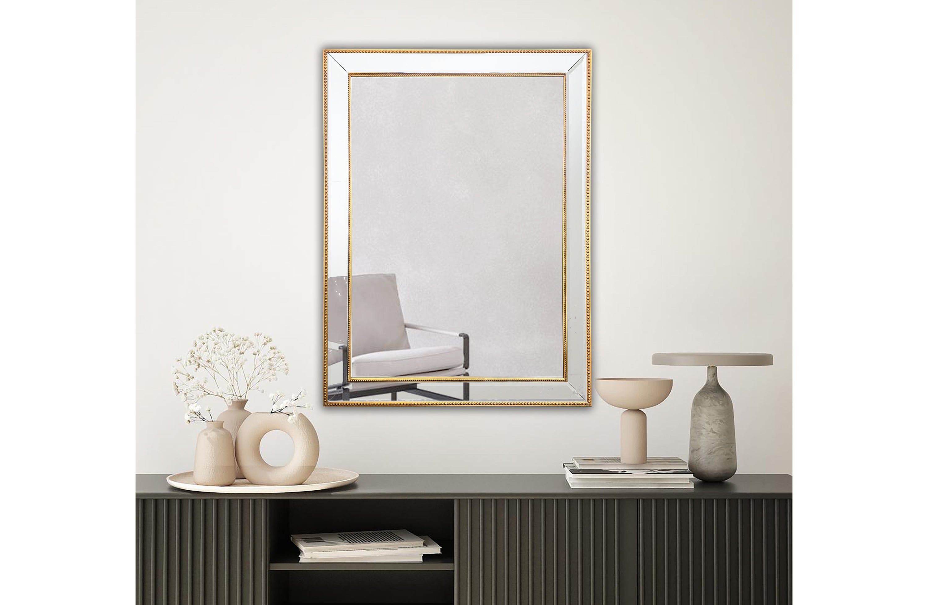 Gold Beaded Framed Mirror - Rectangle 80cm x 110cm โ image 2