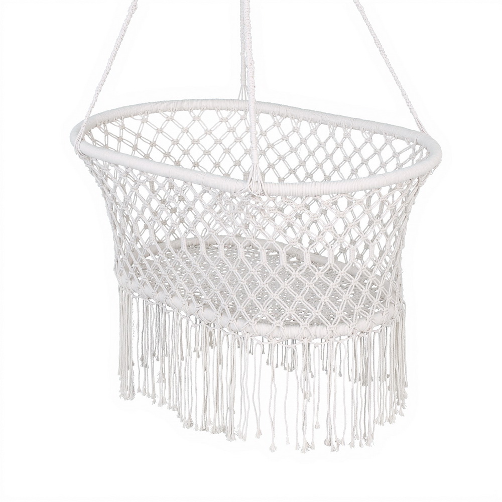 Gardeon Hammock Chair Cotton Swing Chair Outdoor Indoor Cream — image 3