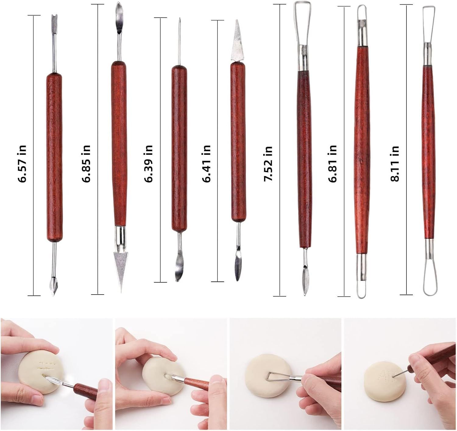 18pcs Clay Sculpting Tools, Basic Polymer Clay Pottery Carving ,Air Dry Clay Tools for Adults with Wooden Handle and Tool Bag — image 3