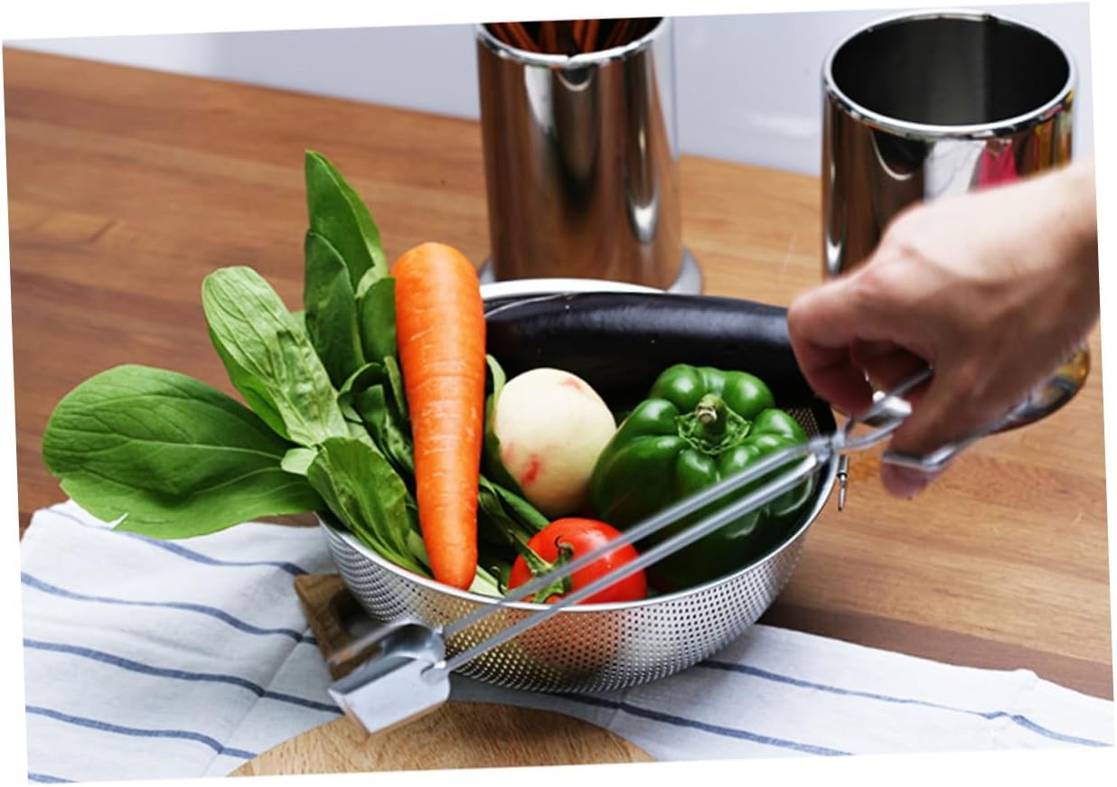 Silver Stainless Steel BBQ Tongs with Long Handle Heat Resistant Barbecue Tongs for Meat & Vegetables — image 5