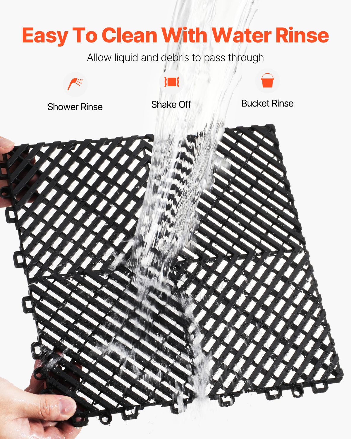 Interlocking Drainage Mat, 31 x 31 cm Modular Interlocking Cushion, 24 Pcs Splicing Drainage Mats, Non-Slip Black PP Drainage Floor Tile and Shower Mat, for β image 4