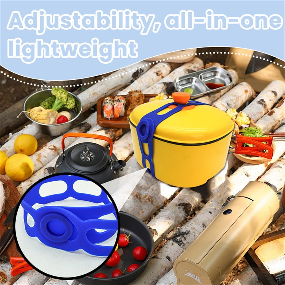 4 Pcs Silicone Latch Strap Tie for Slow Cooker Lid Lunch Box Bundling Organizing Black Blue — image 2