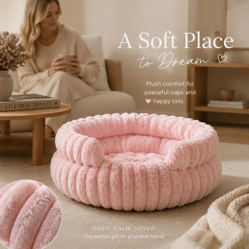 Notch Version Round Bed - Pink, Size M: 50ร50ร15cm
