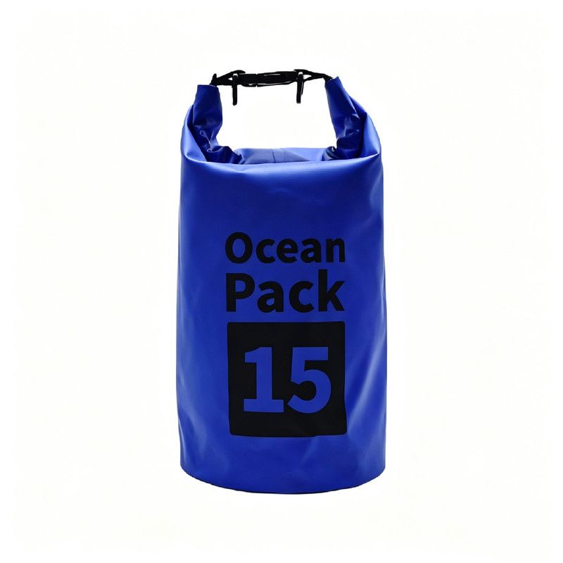 Ocean Pack Waterproof Dry Bag, 15L Double Shoulder Strap, 500D PVC Waterproof Sack for Kayaking, Swimming, Fishing, Camping, Outdoor Travel, Floating Dry