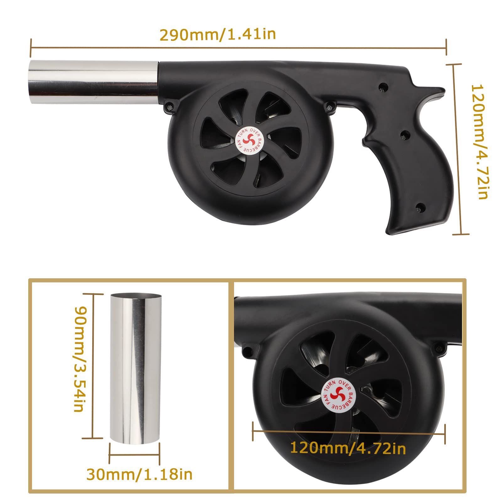 Portable Barbeque Air Blower with Manual Handle Speed Control and Metal Fan Blade for Outdoor Barbecue Fire Bellow, Camping — image 2