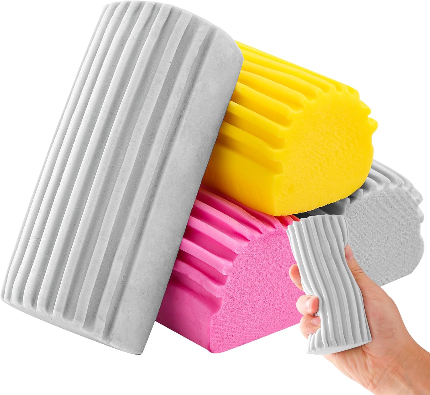4-Pack Clean Sponge Brush, Cleaning Products, Damp Magic Duster for Car Window Cleaning, Blinds, Glass, Baseboards, Vents, Railings, Mirrors, Window Track