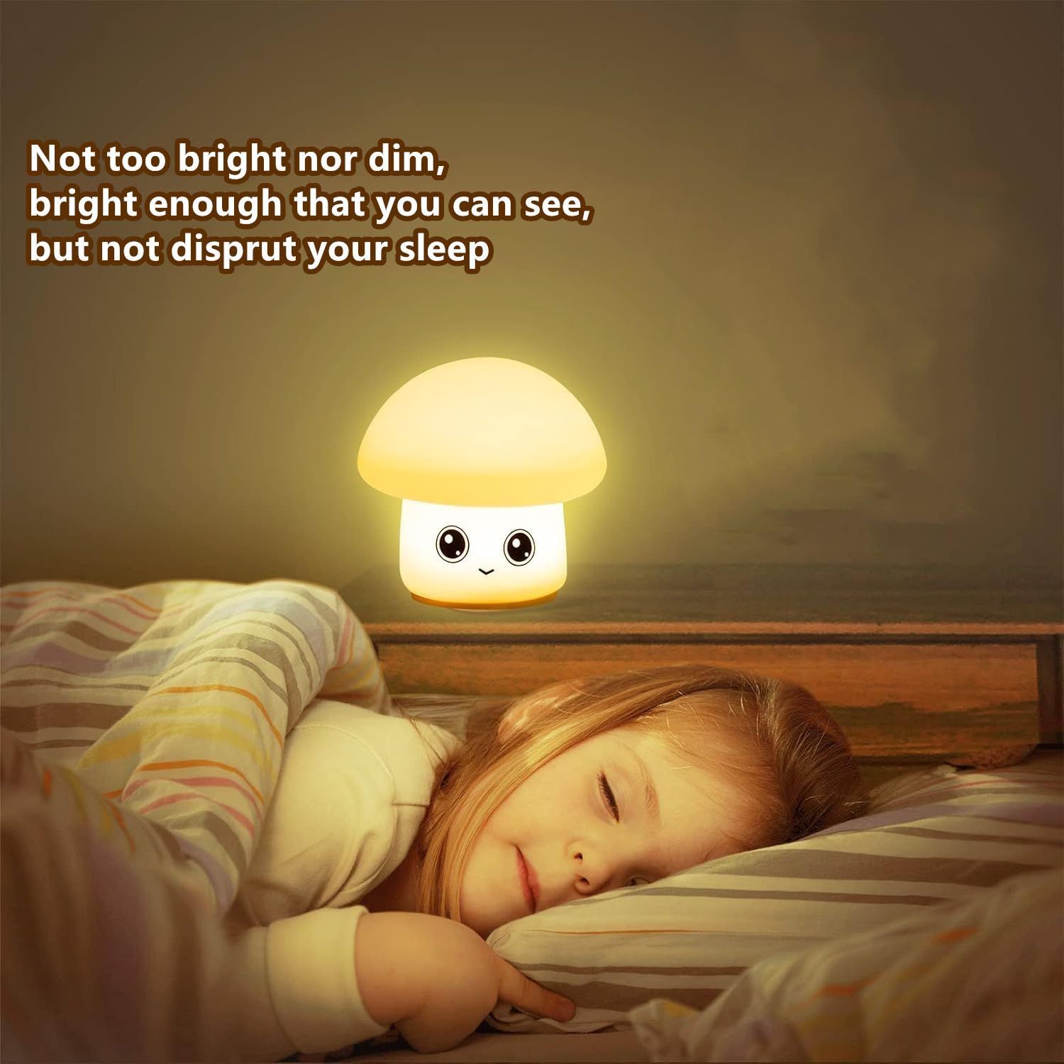 Mushroom Night Light- 7 Colors Decor Mushroom Table Lamp for Kids/Baby/Adults,Soft Silicone Nightlights — image 4