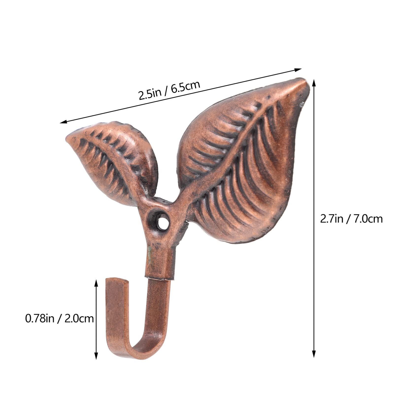 4pcs Metal Leaf Shaped Single Wall Hooks Vintage Iron Coat Hooks Rustic Wall- Mounted Coat Hangers for Home Scarf Bag Towel Key โ image 4