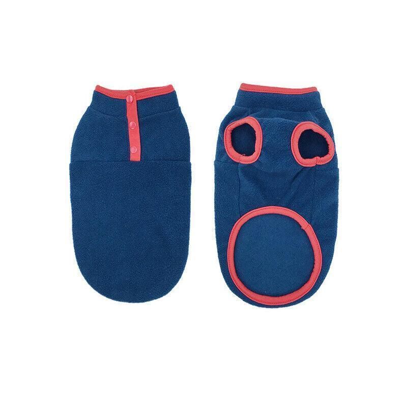 XS Pet Dog Puppy Winter Warm Fleece Jumper Vest Coat Jacket Apparel Clothes - Blue