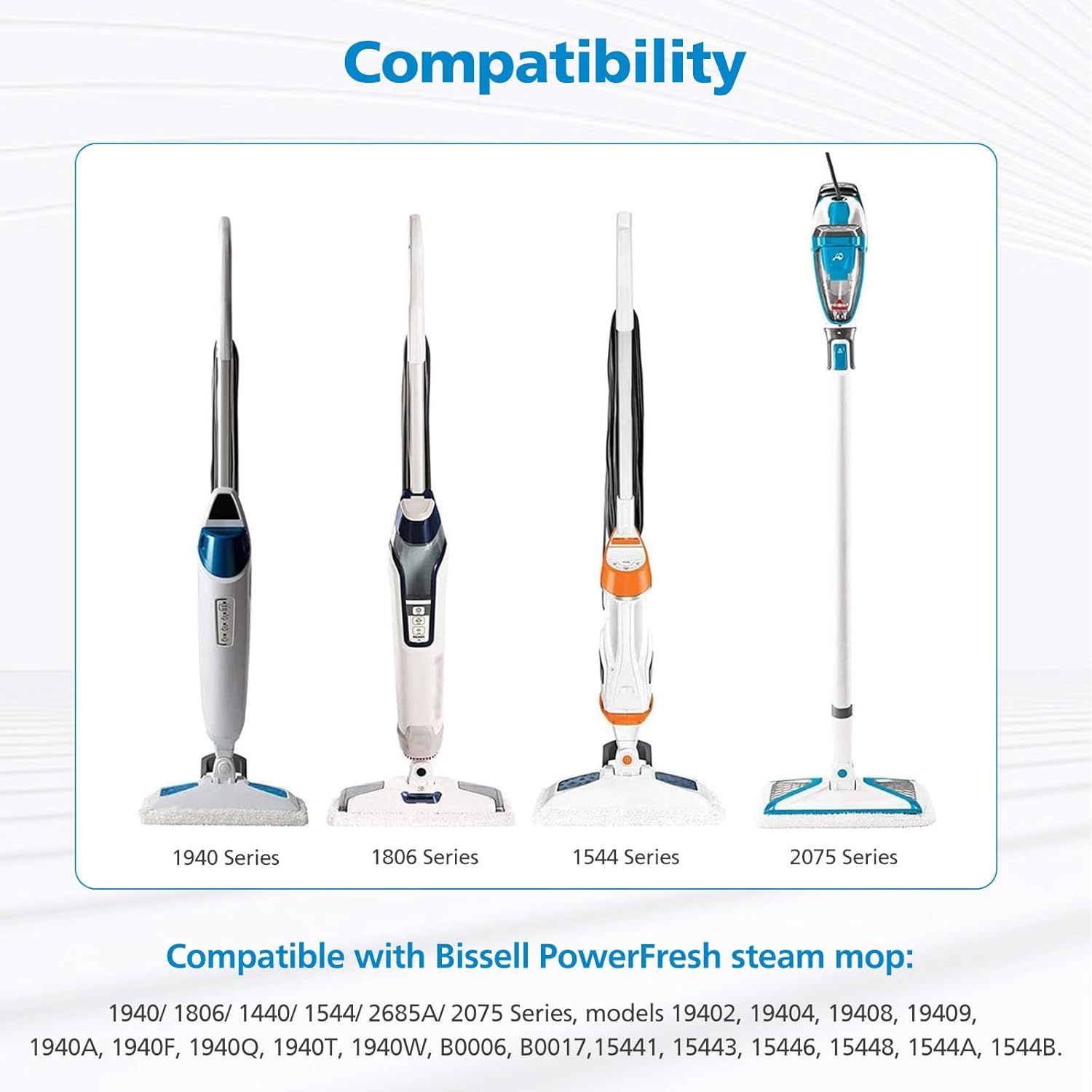 6 Pack 1940 or Bissell Steam Mop Pads or Bissell Powerresh Steam Mop 1806 1544 1440 2075A 2685A 1940W 19404 Series, Model 19402 19408 1940a 1940 1940q 1940t — image 2