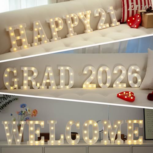 Sign Digit 8, warm white, 26 letters, 10 numbers, heart and & symbol; for birthday, party, home, bar, wedding decoration; DIY word combinations; wall โ image 5
