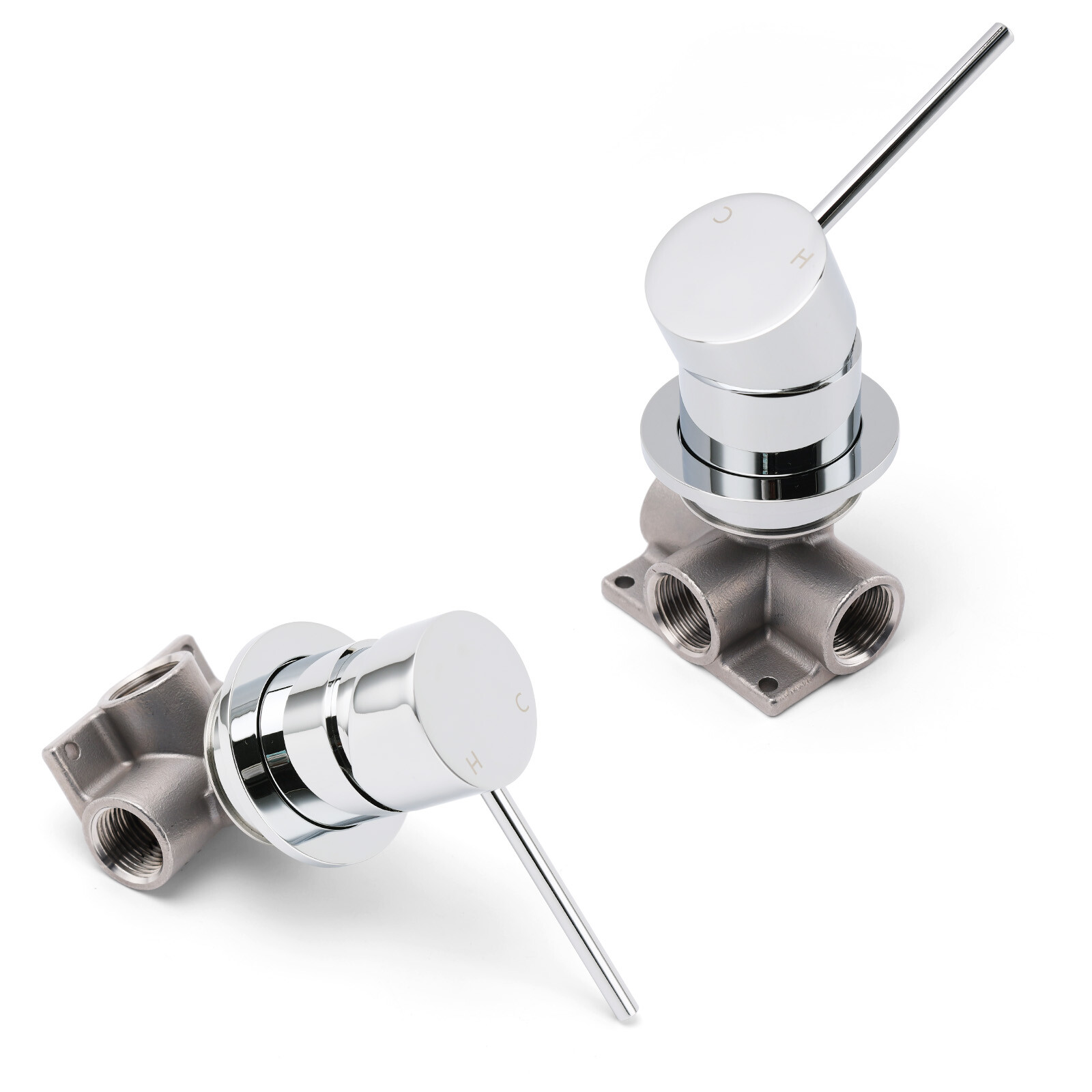 Bathroom Chrome Round Pin Lever Handle Hot Cold Water Tapware Shower Mixer Valve โ image 3