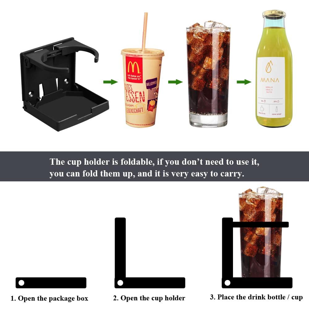Adjustable Folding Drink Cup Holder with Screws Universal Bottle Holder for Marine Boat Caravan Car Trucks RVs Vans โ image 5