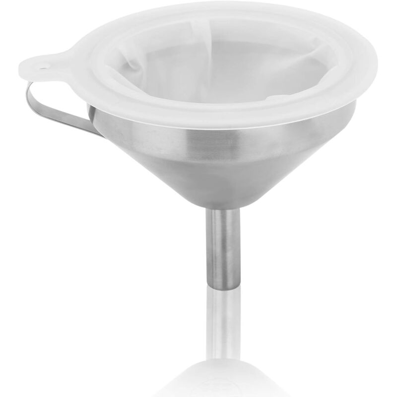 5" Food Grade Stainless Steel Kitchen Funnel With Removable 200 Mesh Filter And Handle Strainer Funnel For Oils, Juice