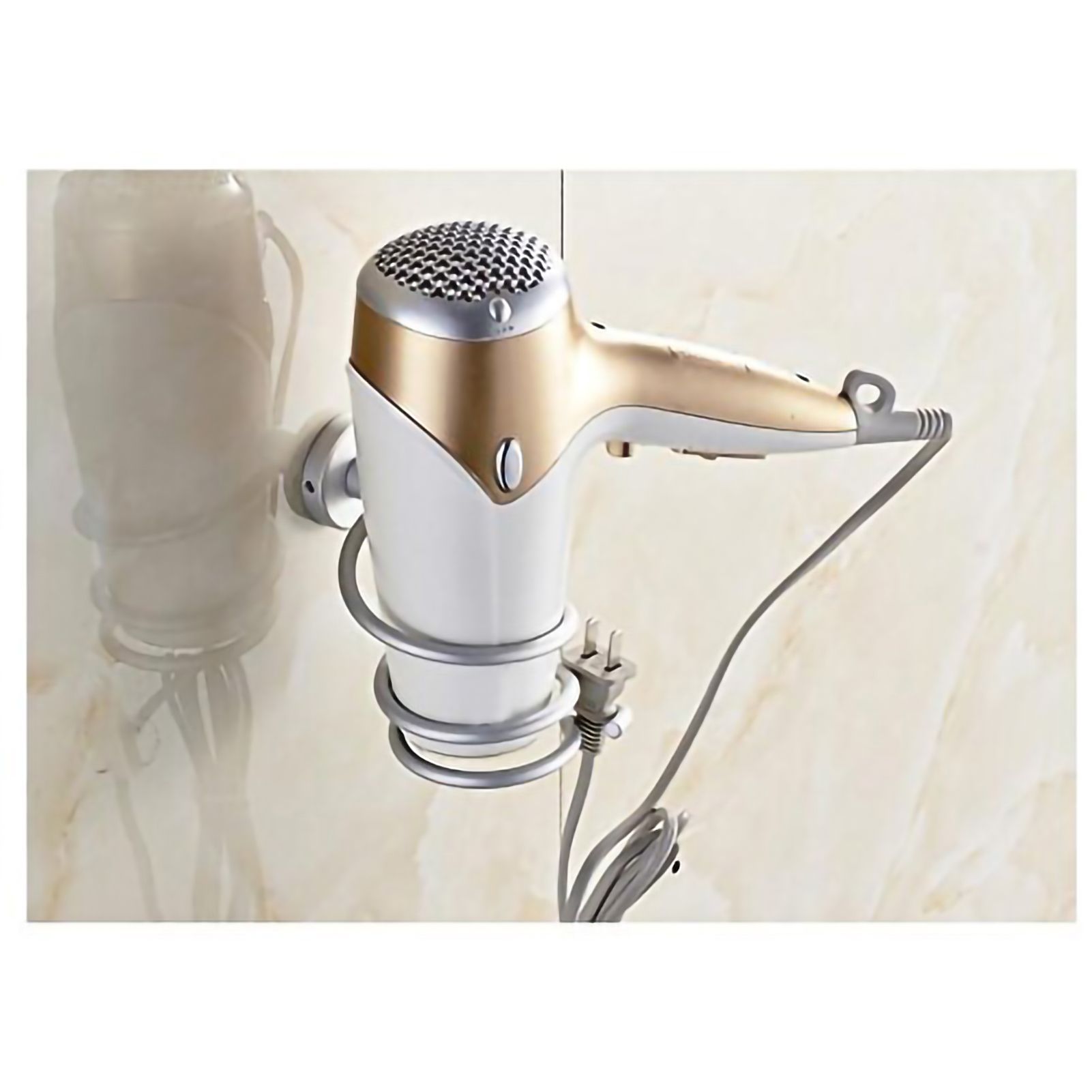 Ymiko Home Bathroom Wall Mounted Hair Dryer Holder Organizer Stand Storage Hanging Rack โ image 3