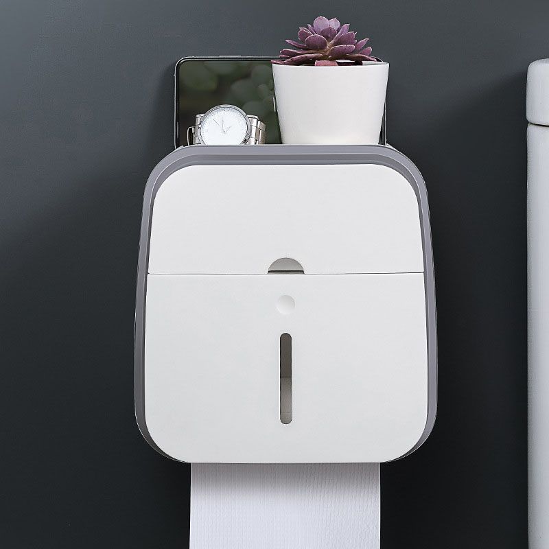 Wall Mounted Tissue Box Holder Strong Bearing Tissue Dispenser with Transparent Viewing Window for Home Bathroom Grey โ image 4