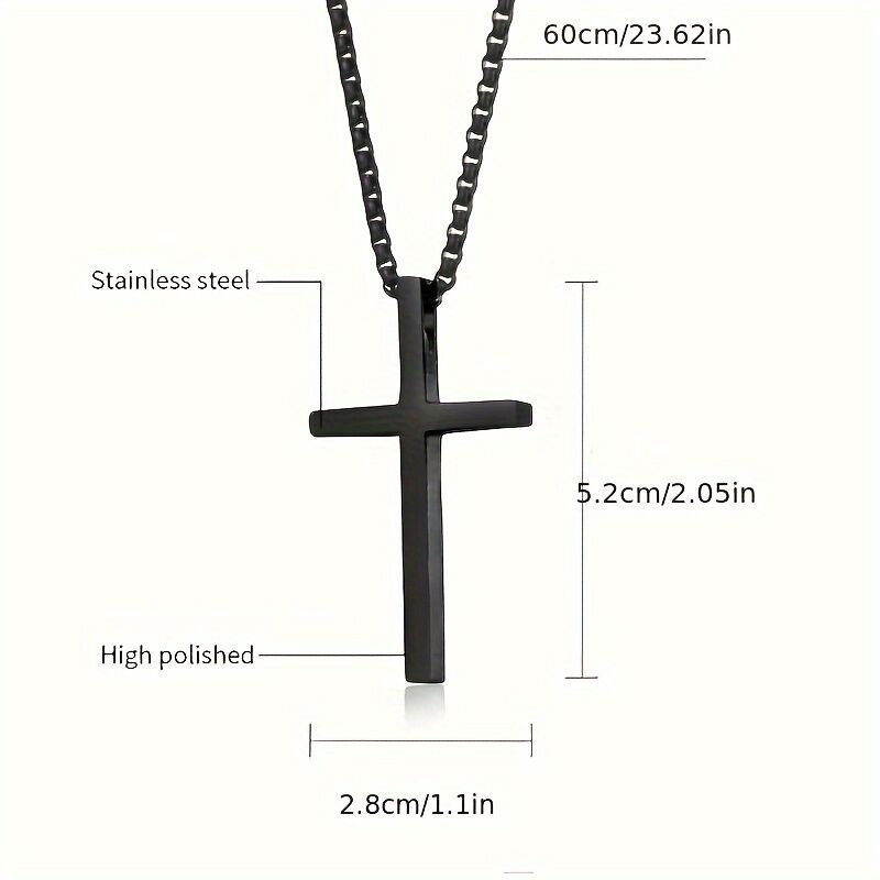 Titanium Steel Silver Men's Necklace, minimalist design, suitable for both men and women. Cross pendant style, religious-themed jewelry, showcasing unique — image 2