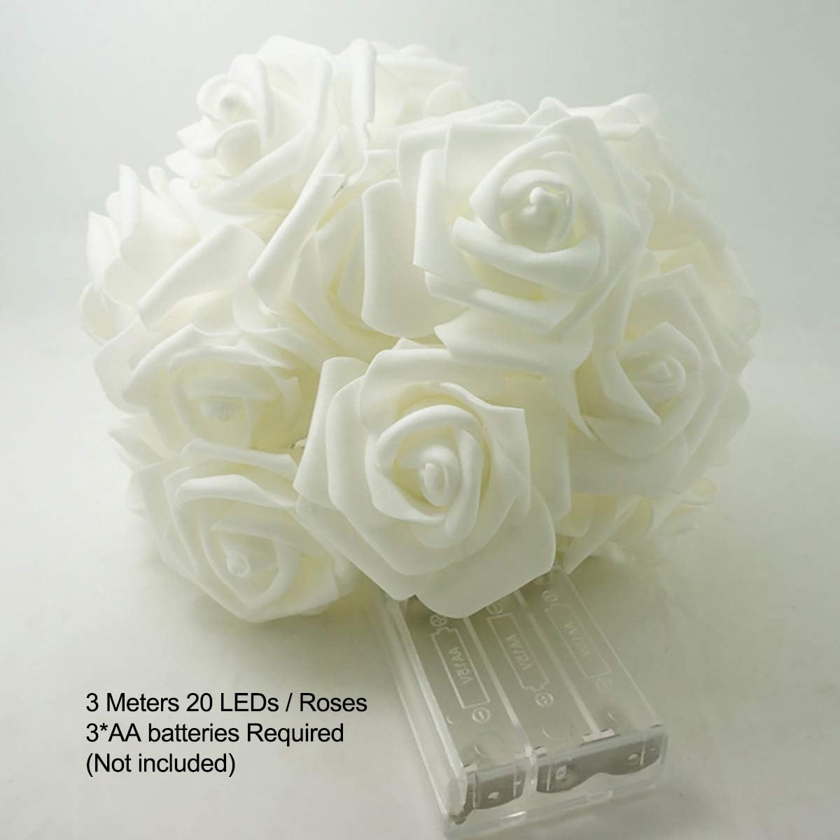 1 Piece Pink and White Rose LED Fairy Lights for Bedrooms, Weddings and Party Decor, Decorative Flower String Lighting for Indoor Ambience — image 2