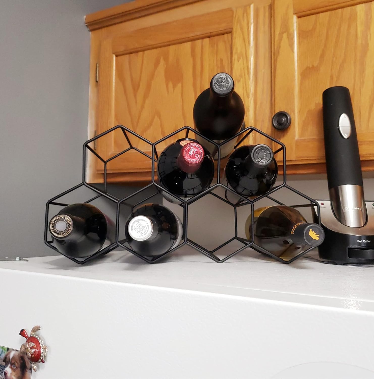 Small Freestanding Wine Rack for Countertop - Honeycomb Metal Wine Rack Stand for 9 Bottles, Black, Wine Rack for Tabletop โ image 6