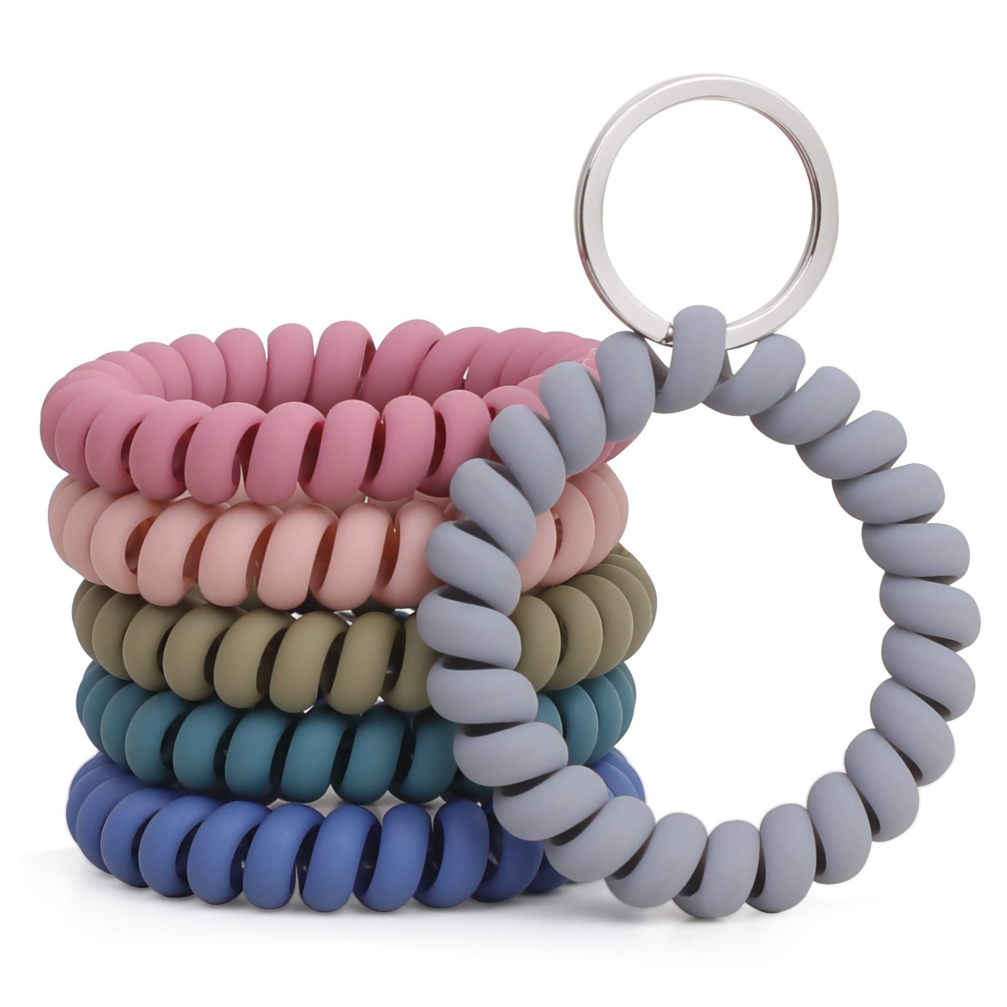 6PCS Stretchable Wristband Wristlet Keychain Wrist Key Chain Wristlet,Spring Flexible Spiral Wrist Coil ​Wrist Key Holder Key Ring