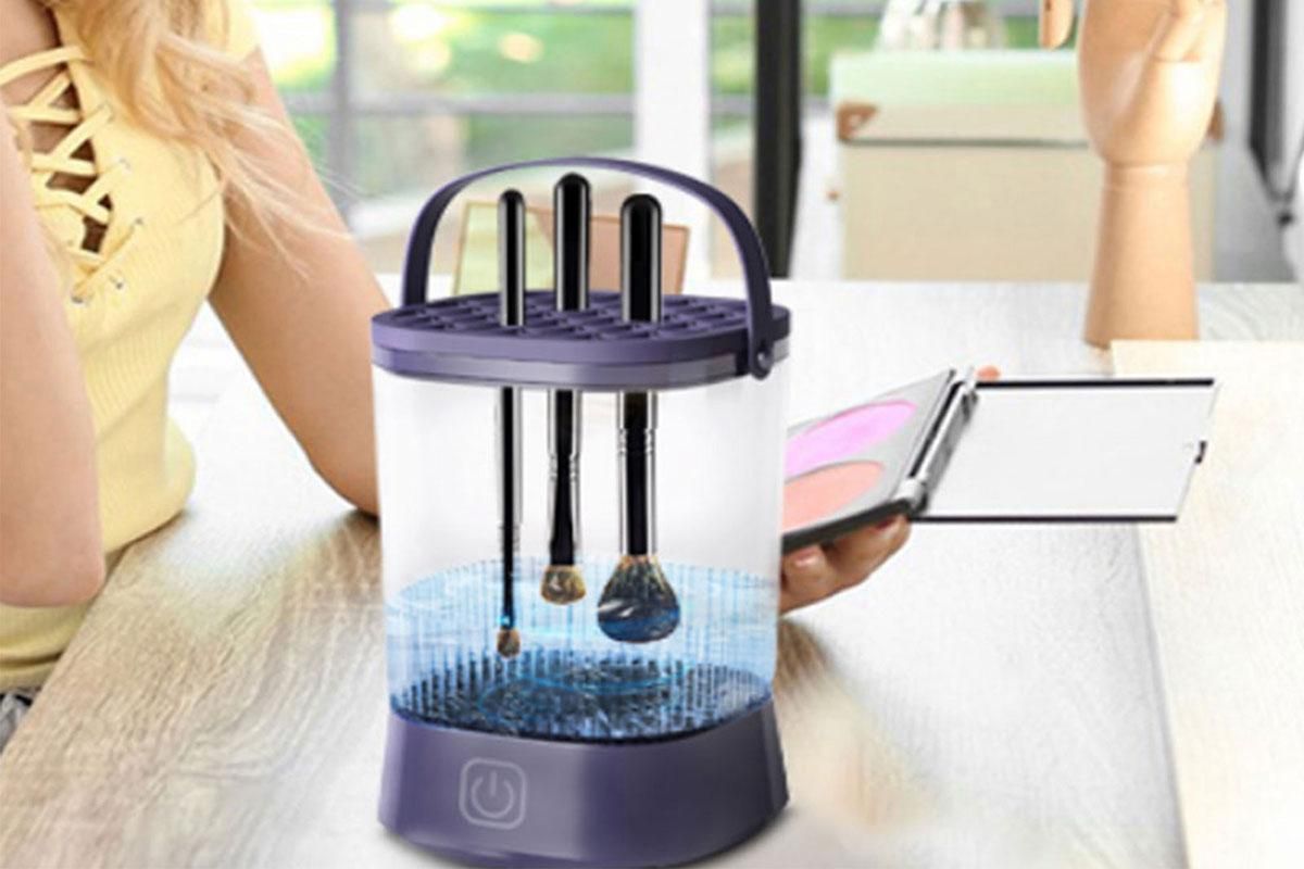 Water-Resistant Electric Makeup Brush Cleaner Automatic Brush Cleaner Dryer Tool -Purple โ image 5