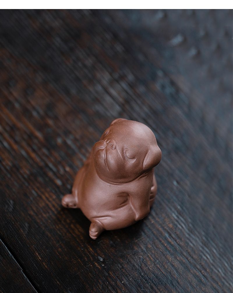 Handcrafted Purple Clay Chinese Kung Fu Tea Accessories Pet Small Lazy Dog, Zisha Tea Pet Meditative Dog Ornaments, Lazy Sleepy Puppy Sculpture Crafts for — image 4