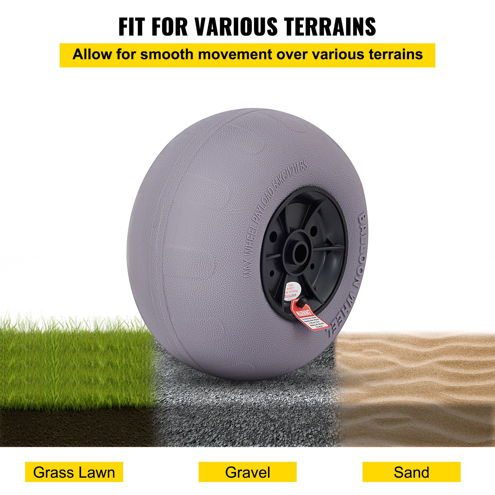 Balloon Beach Wheels Replacement Beach Tires 13" TPU 121 LBS Load Capacity — image 5