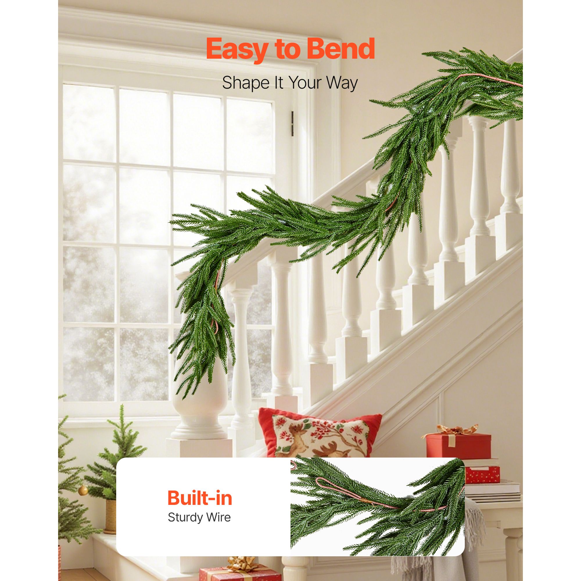 Christmas Garland, 1524 mm Realistic Norfolk Pine Garland, Evergreen Real Touch Artificial Faux Greenery Garlands, for Holiday Indoor Outdoor Xmas Decoration โ image 5