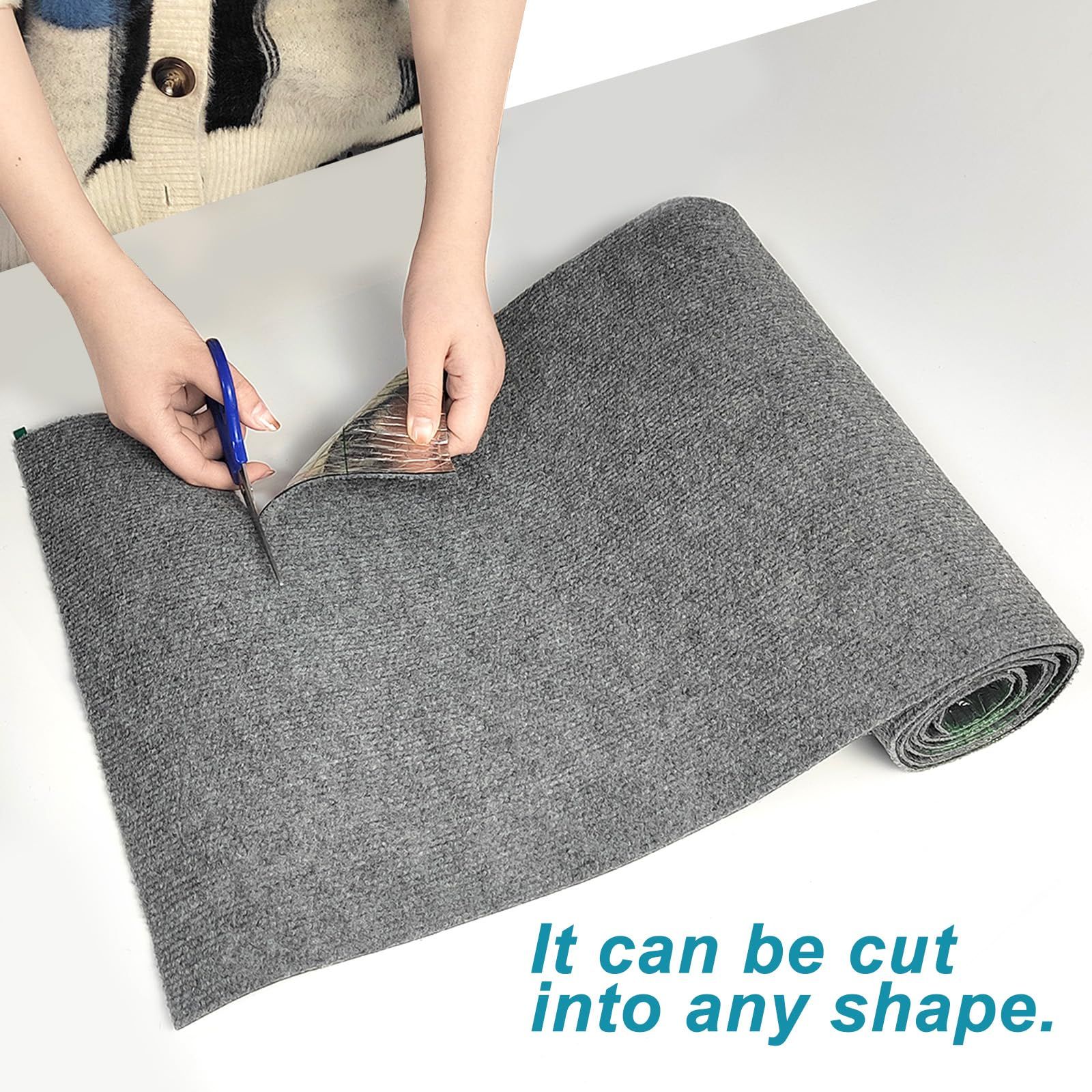 Trimmable Cat Scratching Post Carpet Covered 78.7”x15.8” Self-Adhesive Cat Tree Shelves Replacement Parts Mat Cat Scratcher (Gray) — image 2