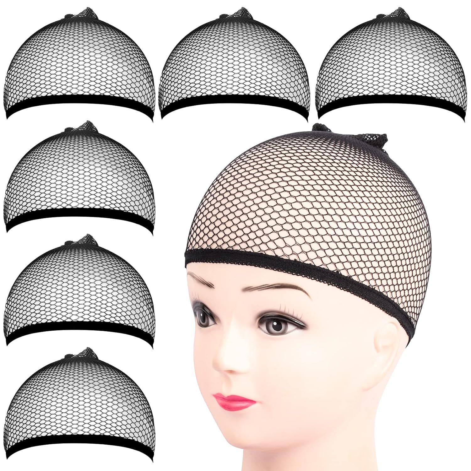 6PCS Black Mesh Wig Cap Net