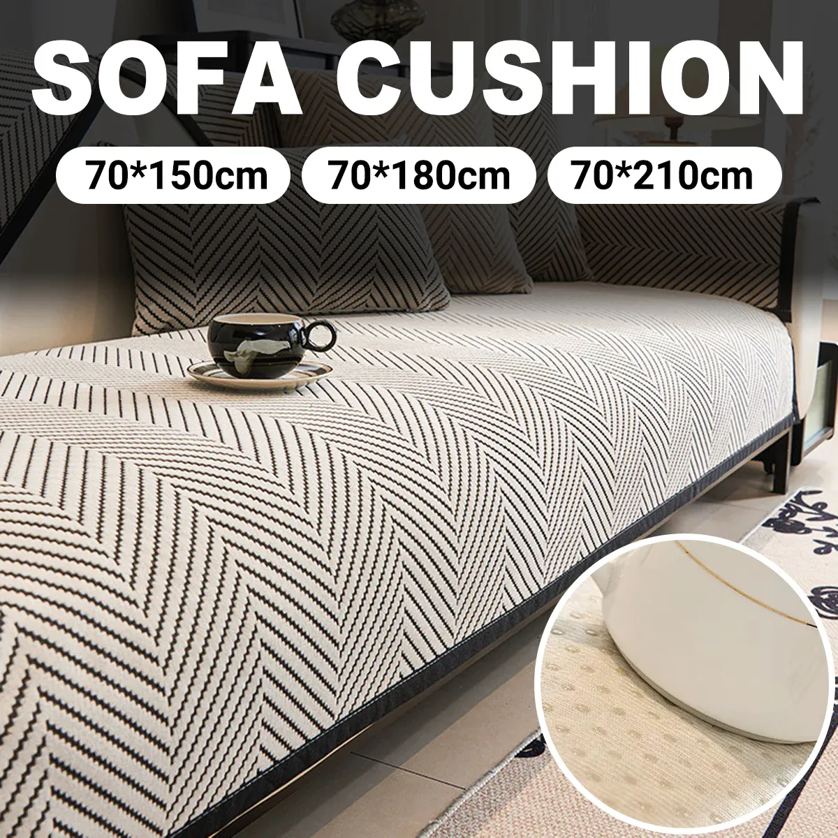 Sofa Cushion Cover Modern Non Slip Couch Protector Furniture Seat Slipcover Pad - 70x150cm โ image 2