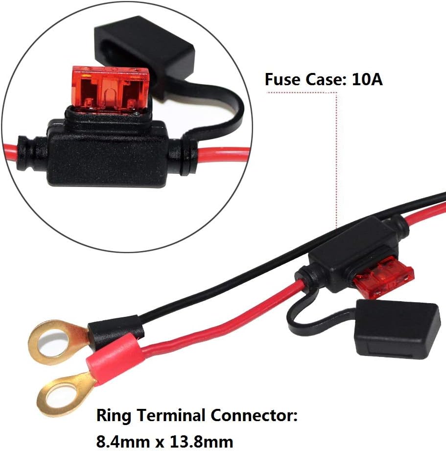 [2 PACK] 2FT Motorcycle Battery Charger Cord, Sae to O Ring Terminal Quick Disconnect Assembly Extension Cable, Sae 2Pin Wire Harness Reverse Polarity Adapter — image 3