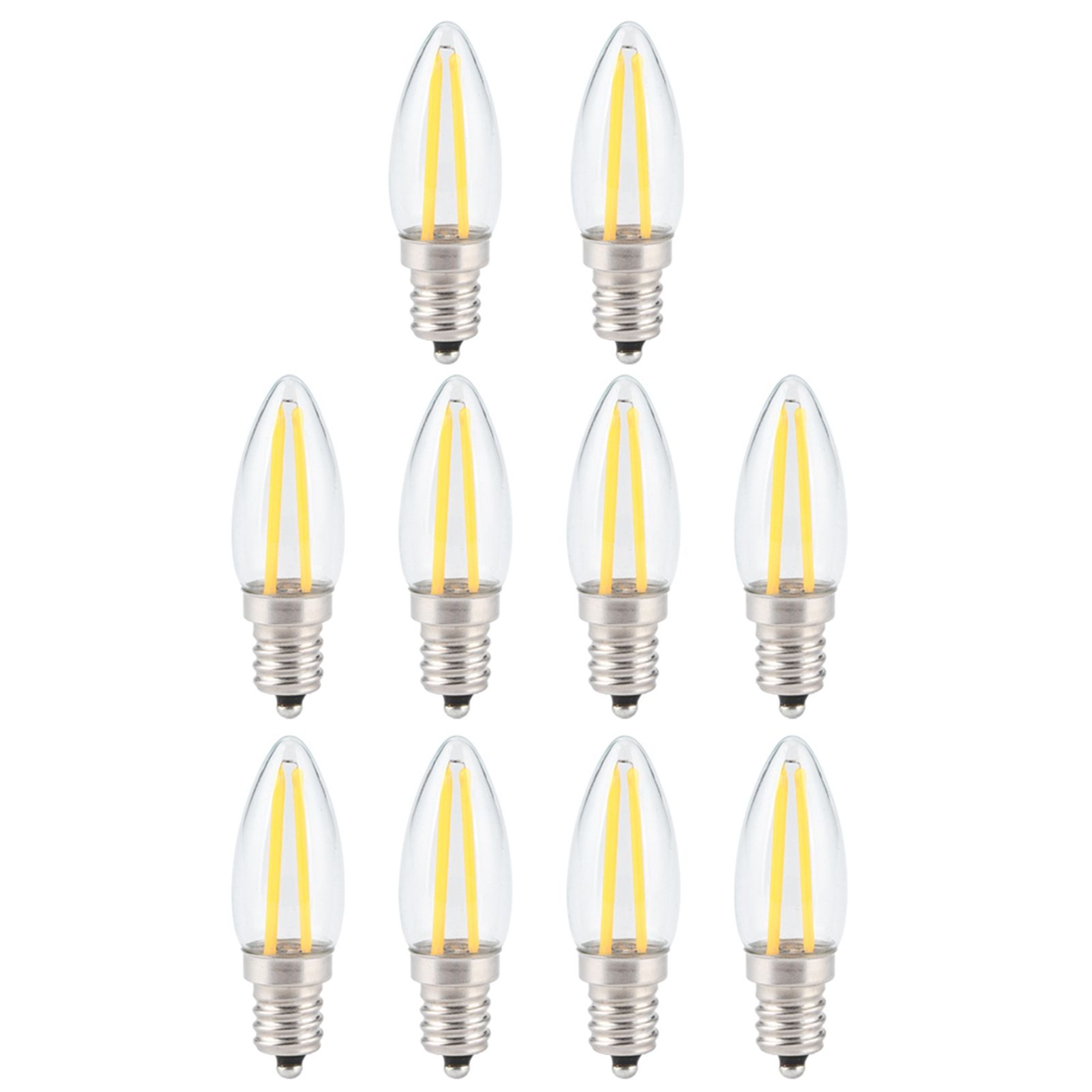 10Pcs E12 Long Filament Small LED Light Bulbs Dimmable Lamp 1.5W AC110V for Home Lighting