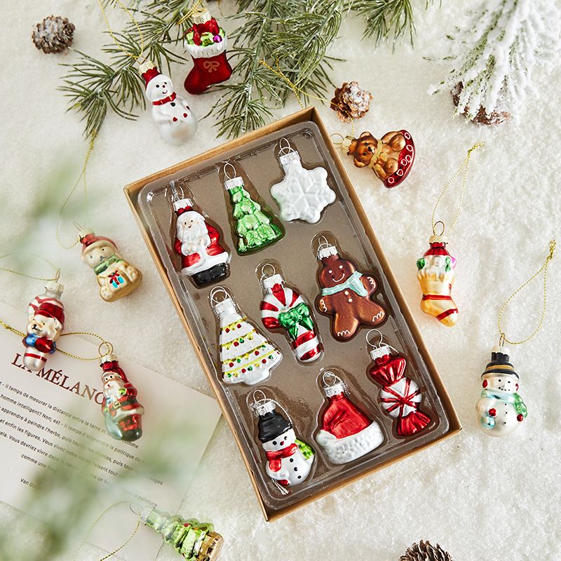 9-piece Christmas Glass Ornament Set – Santa, Snowman & Holiday Character Hanging Decorations for Christmas Tree and Festive Home Decor — image 6
