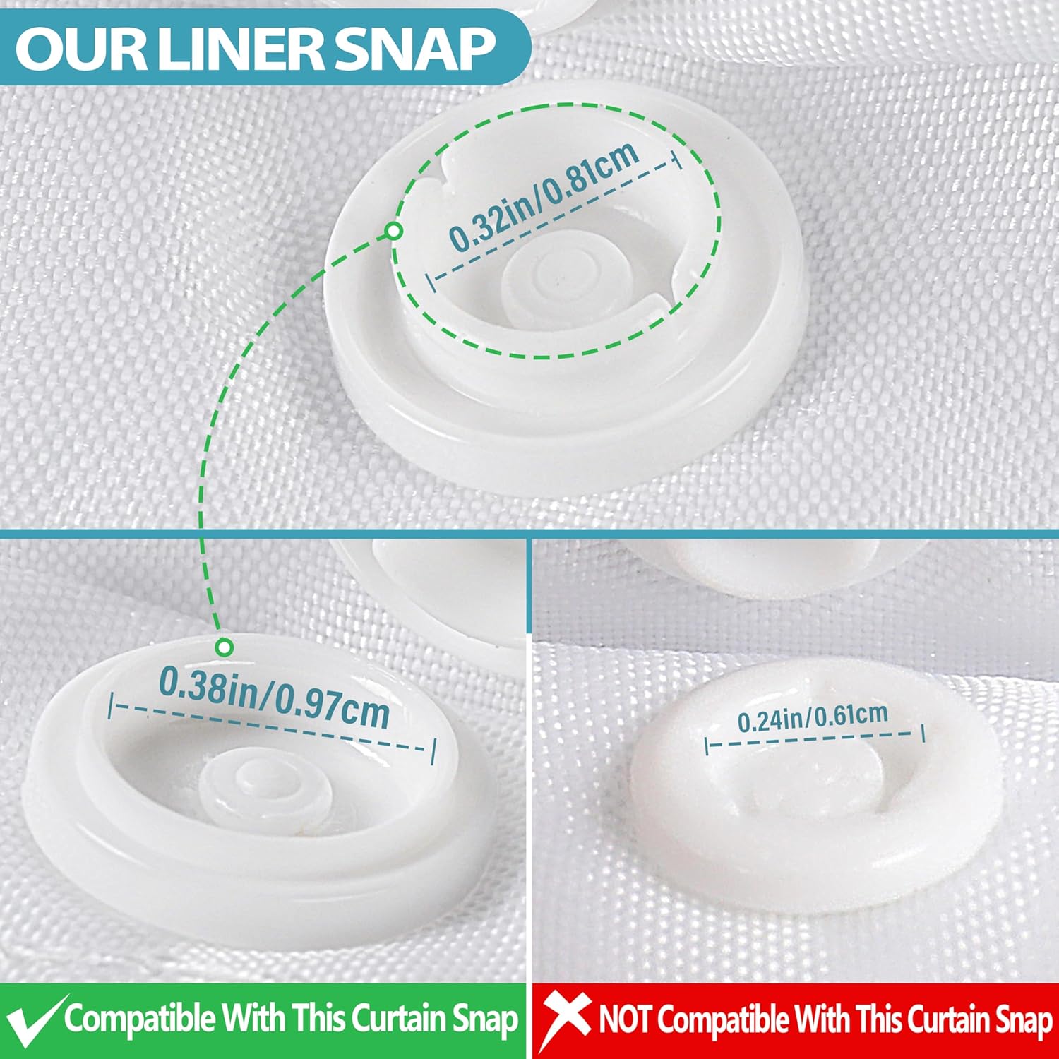 Snap in Shower Curtain Liner Replacement Shower Curtain Liner Removable Liner (1 Pack, 70" W x 54" H-White) — image 5