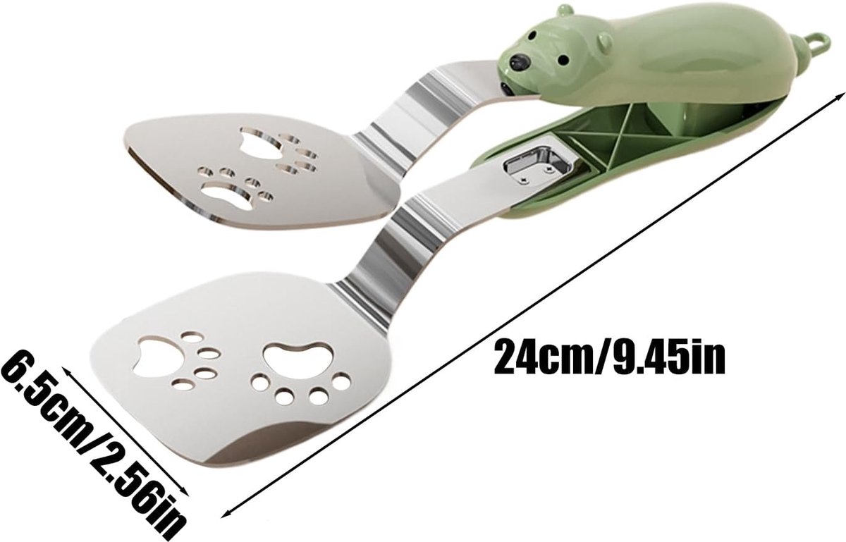 Spatula - Set of Two - Baking Tongs - Stainless Steel Tongs with Bear Claw Shape - Suitable for kitchen and camping use, for making pasta, toast, baking — image 3